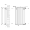 RADOX Multicolona Square vodný dizajnový radiátor - technický náčrt