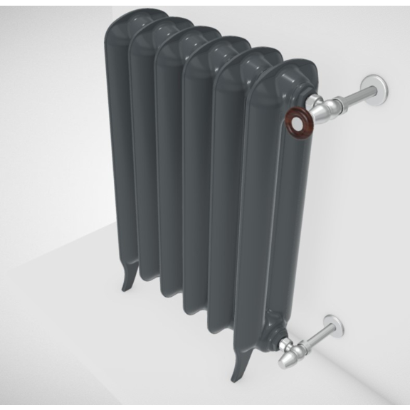 TERMA Plain retro radiátor farba Flat Black stojaci celok zboku