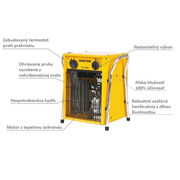 Master B 5 EPB profesionálny elektrický ohrievač s ventilátorom popis