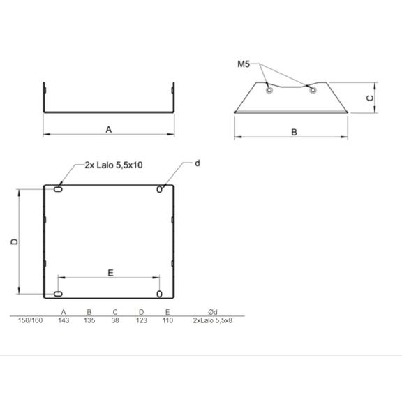 Systemair prio konzola 150-160 - rozmery
