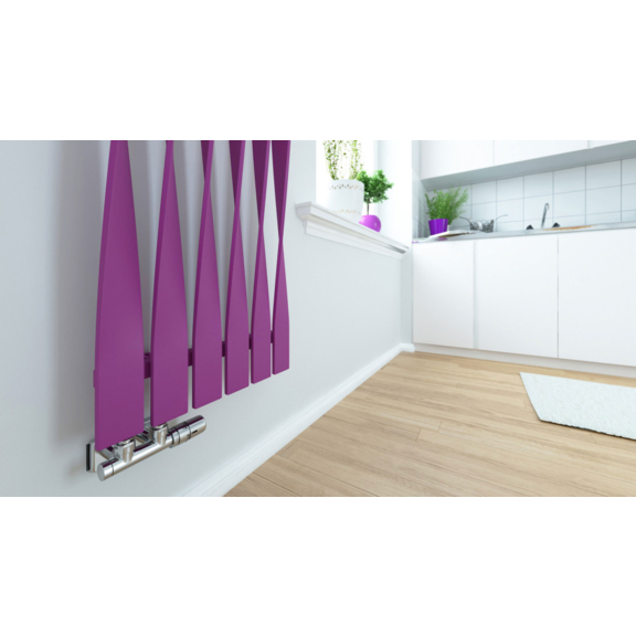 TERMA Cyklon V dizajnový radiátor 1600x495 - v priestore - detail