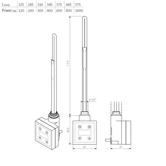 Terma KTX 3 - Rozmery