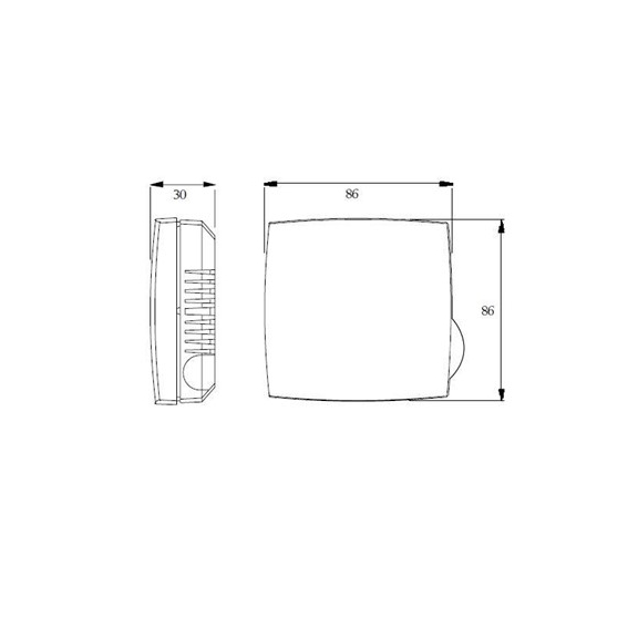Systemair TG-R5/PT1000 snímač - Rozmery