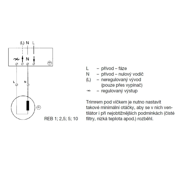 REB 1 N regulátor otáčok - schéma zapojenia
