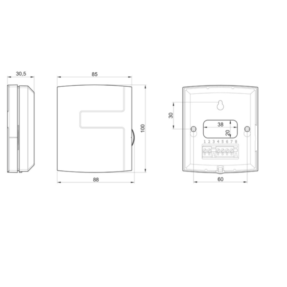 Systemair EC-Basic-T regulátor teploty - rozmery