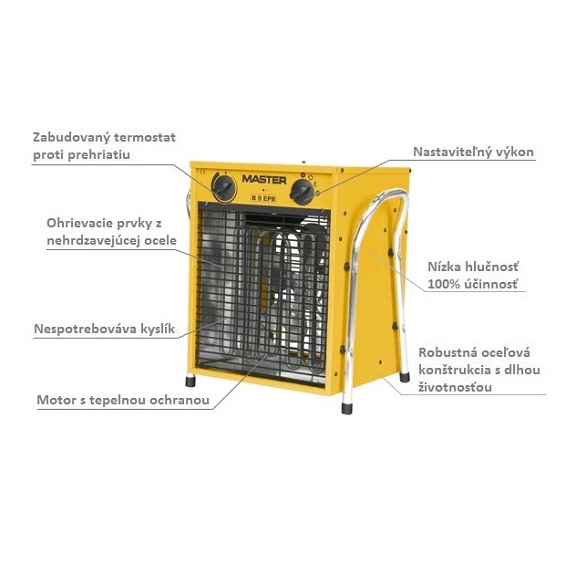 Master B 9 EPB profesionálny elektrický ohrievač s ventilátorom popis