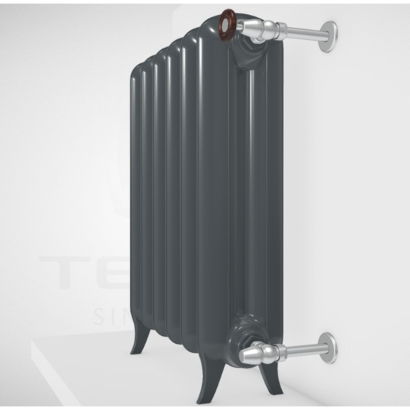 TERMA Plain retro radiátor farba Flat Black stojaci pohľad zboku