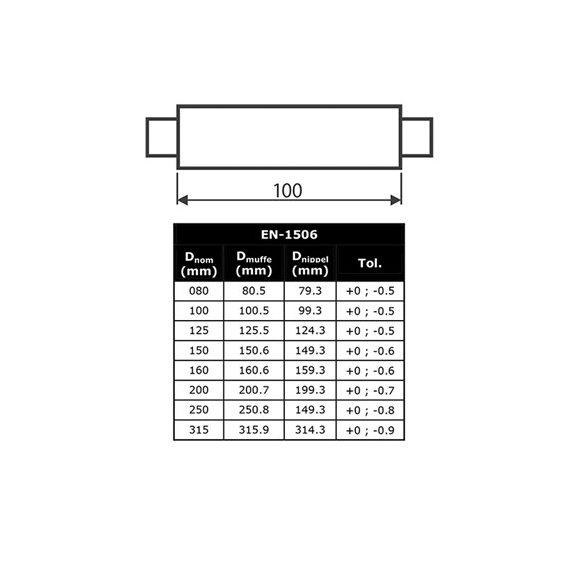 Systemair Connectduct 250-1000 M/F tlmič - Rozmery