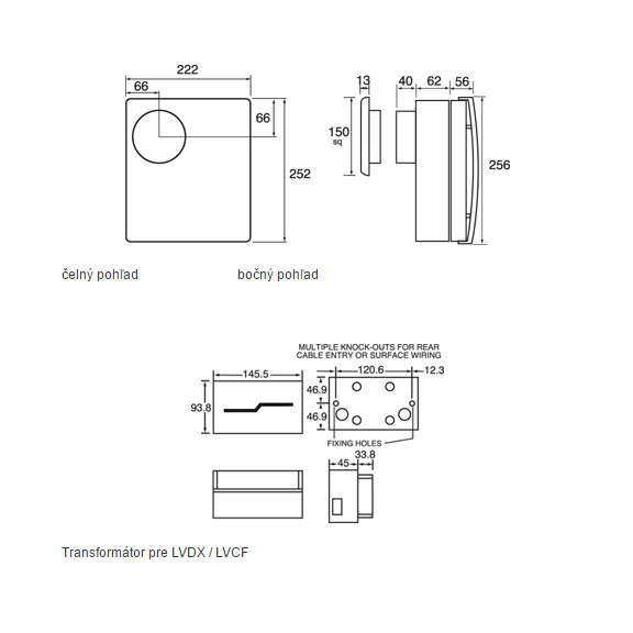 Ventilátor Xpelair LVCF 20 T Premier - rozmery