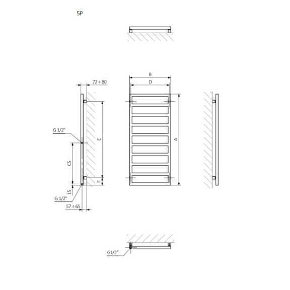 Terma Grid dizajnový radiátor - rozmery