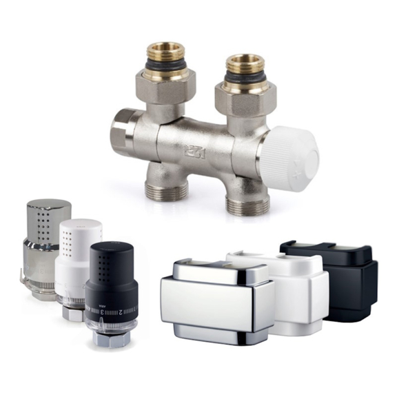 SR univerzálny stredový ventil s termostatickou hlavicou Aria a Krytom