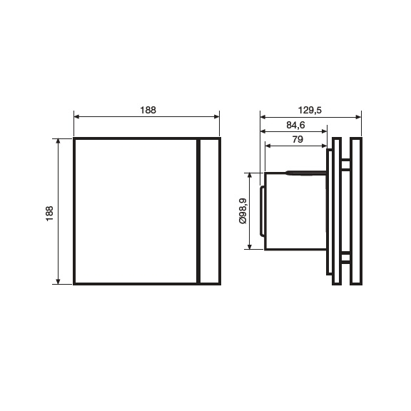 Ventilátor Silent 100 Design Silver CZ strieborný - rozmery
