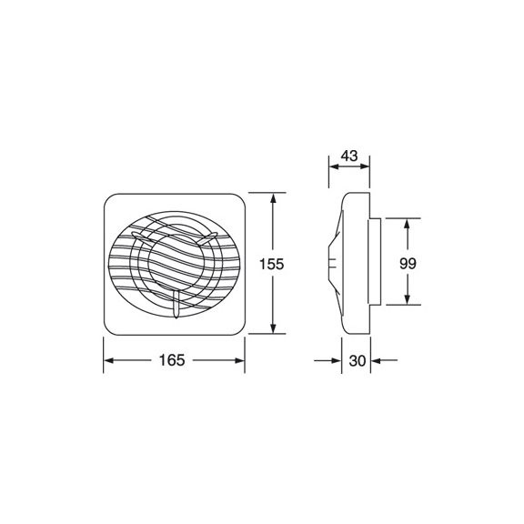 Ventilátor Xpelair DX 100 T - rozmery