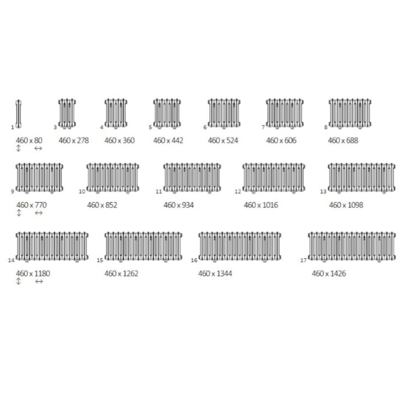 TERMA Plain retro radiátor 460x688 dostupné veľkosti