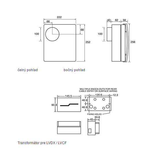 Ventilátor Xpelair LVDX 200 T Premier - rozmery