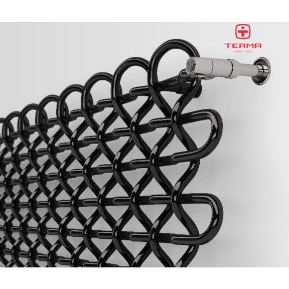 TERMA PLC H dizajnový radiátor 463x1600 RAL 9005 detailcelok