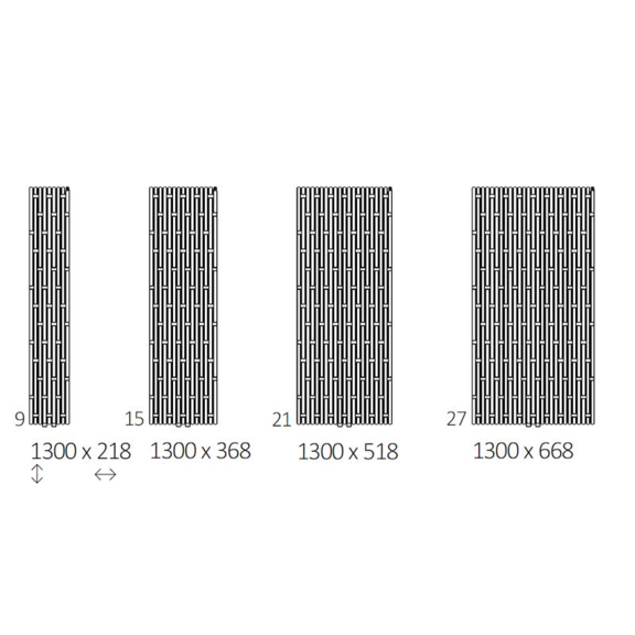 Terma Willow V vertikálny dizajnový radiátor - rozmery