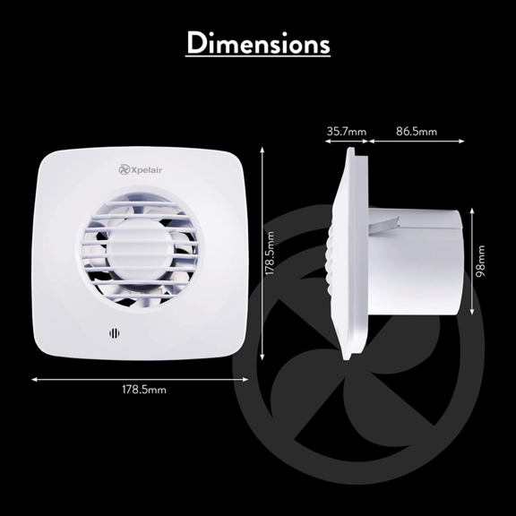 xpelair ventilátor DX100TS rozmery