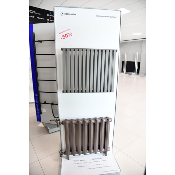 TERMA Nemo vodný radiátor pod okno - showroomový radiátor