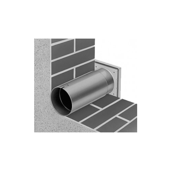 Helios Teleskopický prestup stenou + exteriérová mriežka WES 100 - detail prestupu a mriežky