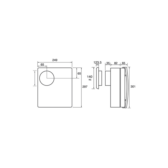 Ventilátor Xpelair CF 40 TD Premier - rozmery