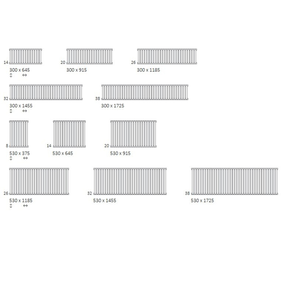 TERMA Nemo dizajnový radiátor Dostupné veľkosti
