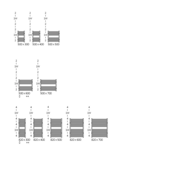 TERMA Lima elektrický kúpeľňový radiátor - Dostupné rozmery 1