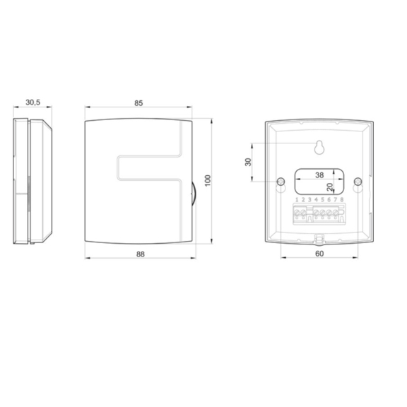 Systemair EC-Basic-U regulátor - rozmery