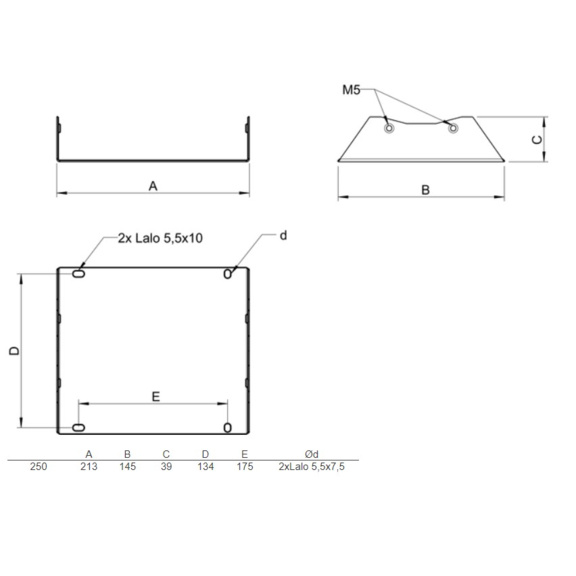 Systemair prio konzola 250 - rozmery