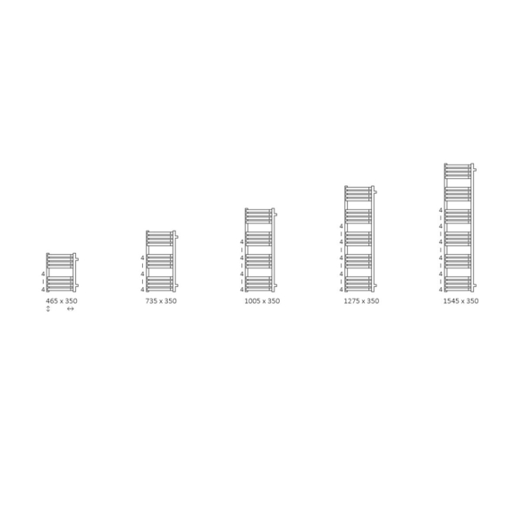 TERMA Incorner elektrický rohový radiátor - Dostupné Veľkosti