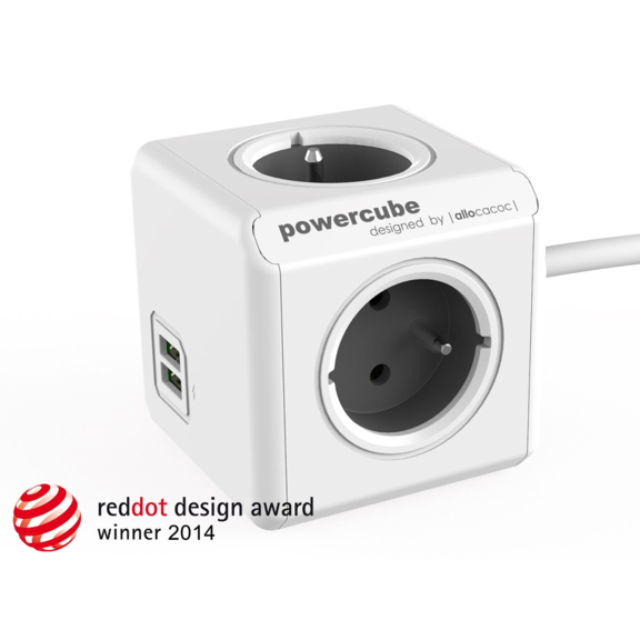 POWERCUBE EXTENDED USB 3m Grey predlžovačka