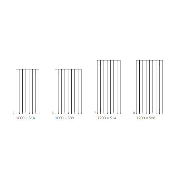 Terma Forte V10 dizajnový radiátor - rozmery