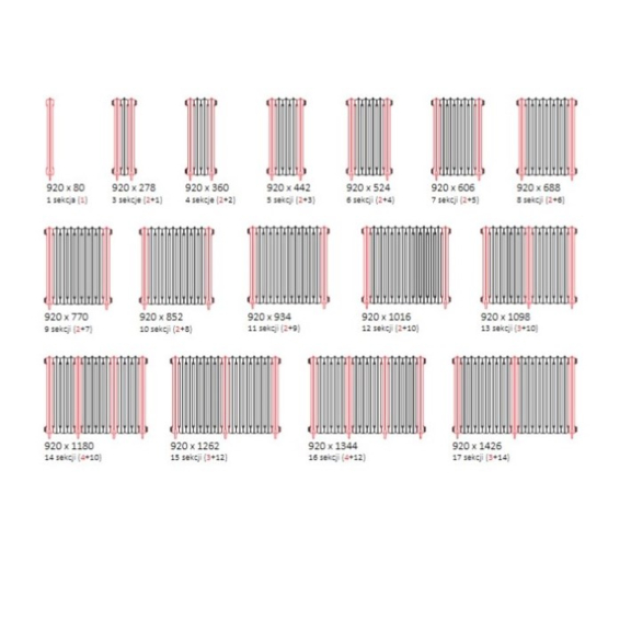 TERMA Plain retro radiátor 920x688 stojaci dostupné veľkosti
