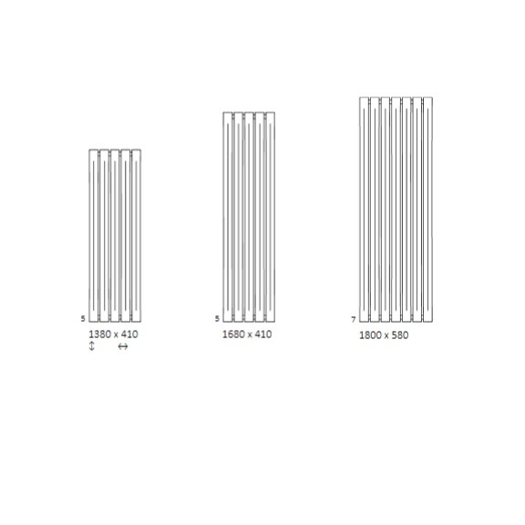 TERMA Pier dizajnový radiátor Dostupné veľkosti