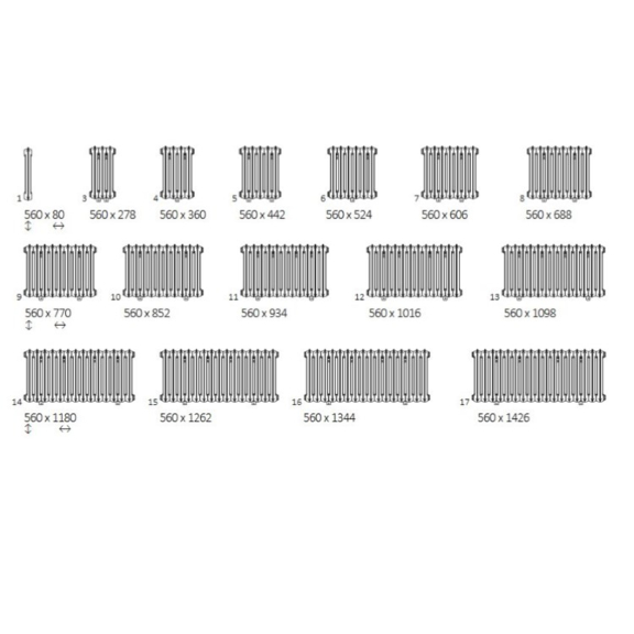 TERMA Plain retro radiátor 560x688 dostupné veľkosti