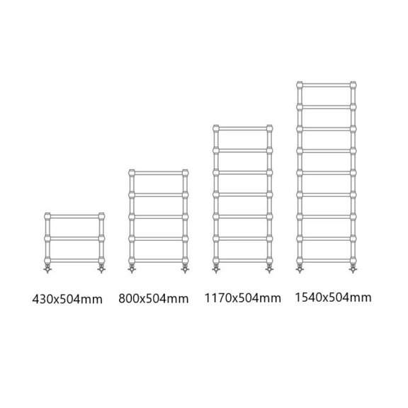 TERMA Retro dizajnový radiátor Dostupné rozmery