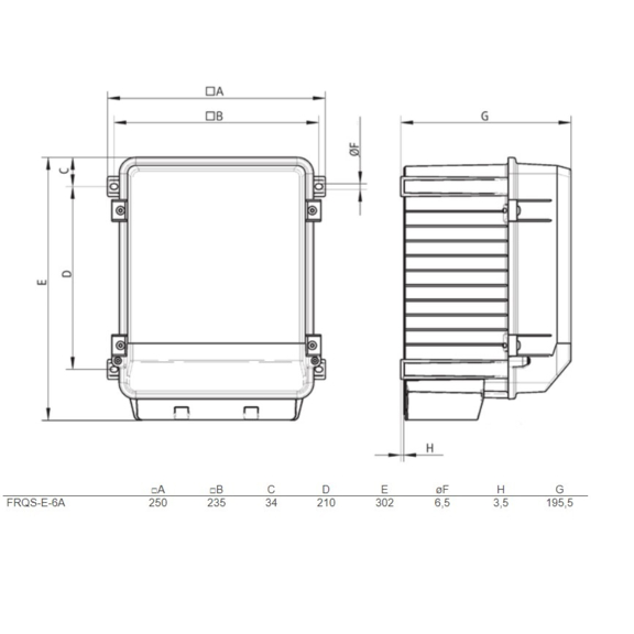 Systemair FRQS-E-6A frekvenčný menič pre kruhové ventilátory - rozmery