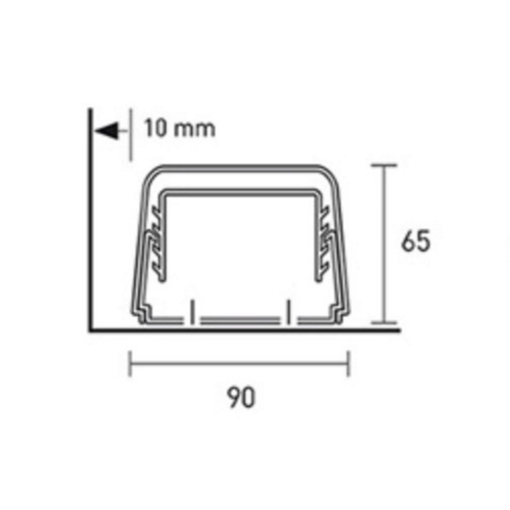 Plastový žľab 0912BCF  s ochrannou fóliou - rozmery