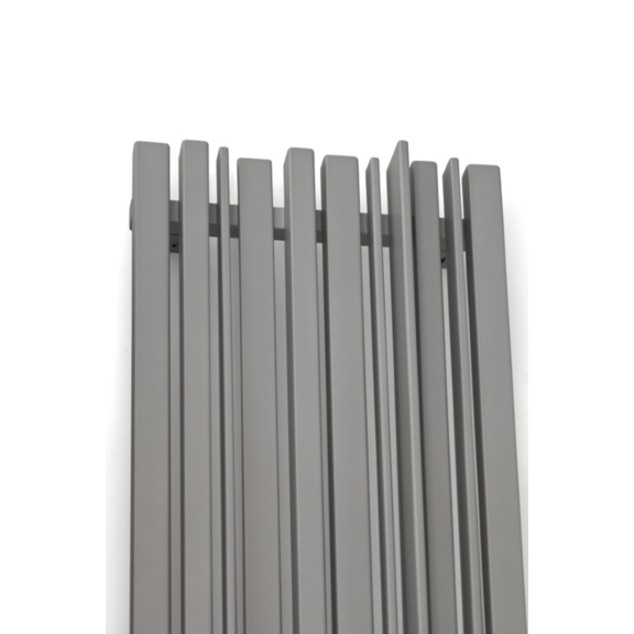 TERMA Sherwood V E dizajnový radiátor farba Metallic Grey detail - nepravidelný tvar profilov