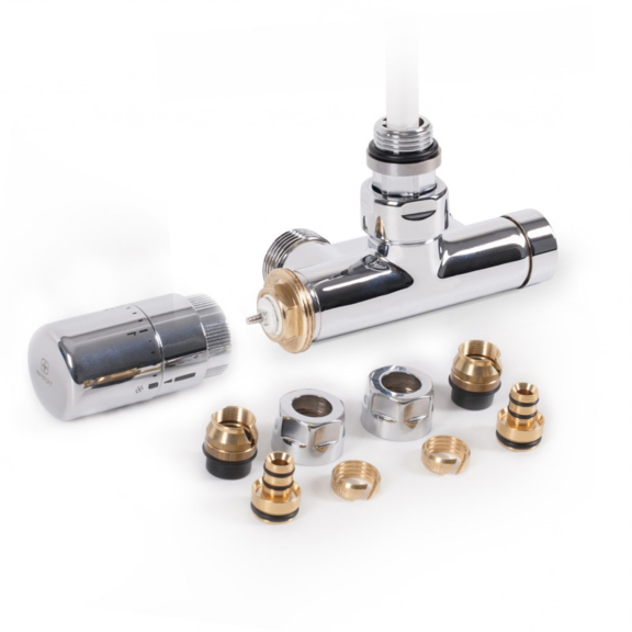 Terma pravý priamy termostatický ventil s ponornou trubicou Chrome