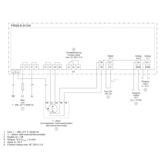 Systemair FRQS-E-6A frekvenčný menič pre kruhové ventilátory - schéma zapojenia