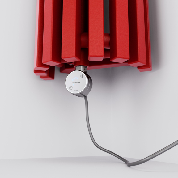 TERMA Triga ANC E dizajnový radiátor 1700x280 farba Metallic red detail