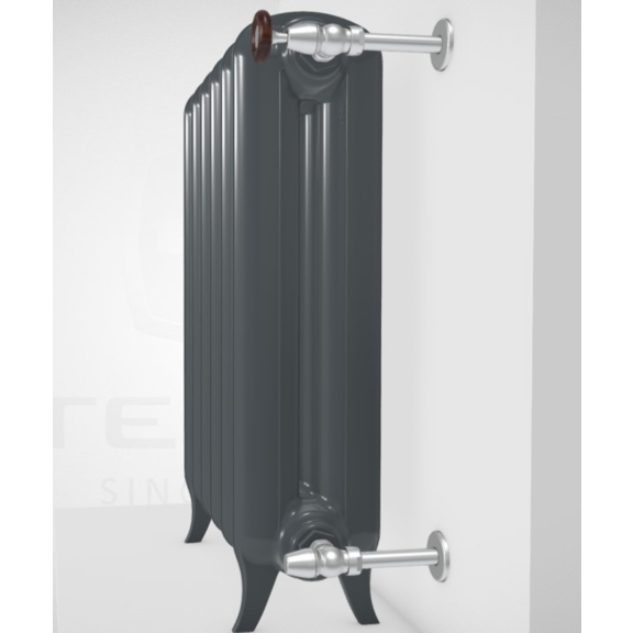 TERMA Plain retro radiátor farba Flat Black stojaci zprofilu