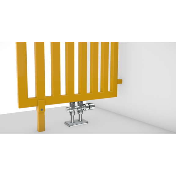 TERMA Angus DW dizajnový radiátor RAL1023 detail rozdeľovač miestnosti