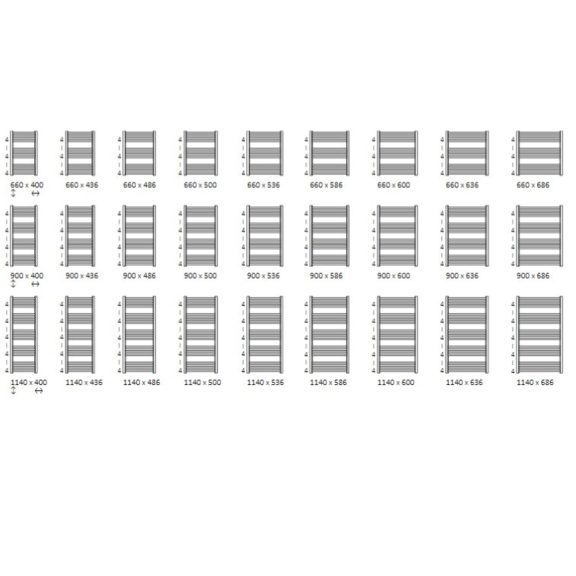 TERMA Lena kúpeľňový radiátor Dostupné veľkosti1