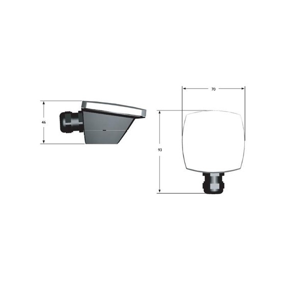 Systemair TG-UH/PT1000 snímač - Rozmery