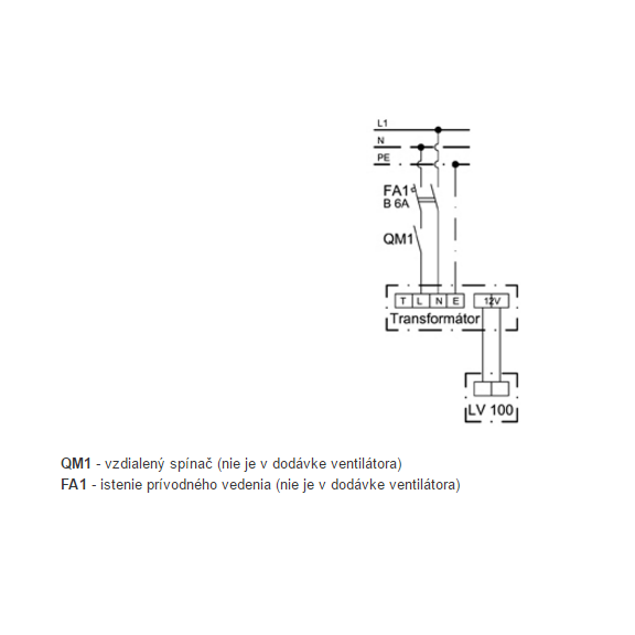 Ventilátor Xpelair LV 100 - schéma zapojenia