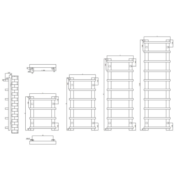 RADOX Rico vodný dizajnový radiátor - technický náčrt