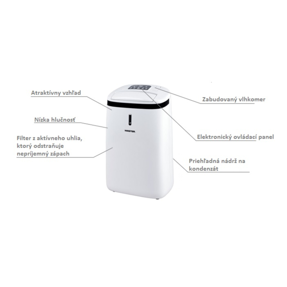 Master DH 720 domáci odvlhčovač vzduchu s UV lampou popis