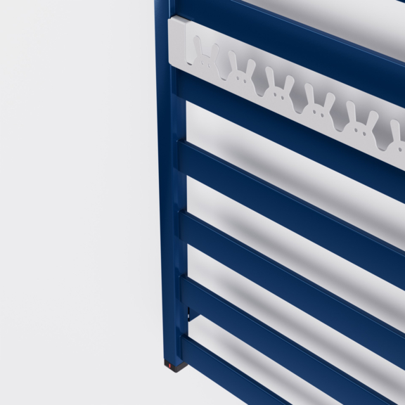 TERMA Vivo ONE kúpeľňový radiátor 910x500 RAL 5003 vešiak HappyRabbit soft7047 - detail